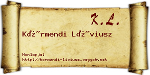 Körmendi Líviusz névjegykártya